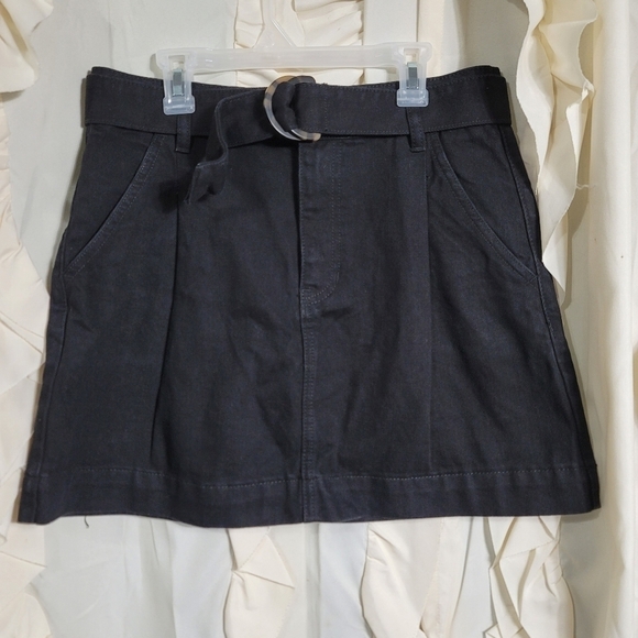 Free People Jade Rigid Denim Black Belted Mini Skirt 28 - Picture 3 of 9